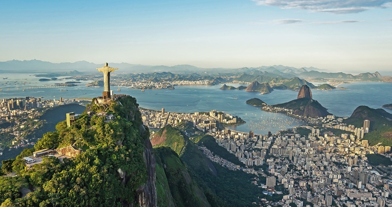 Aerial,View,Of,Rio,Skyline,With,Corcovado,Mountain,,Sugarloaf,Mountain